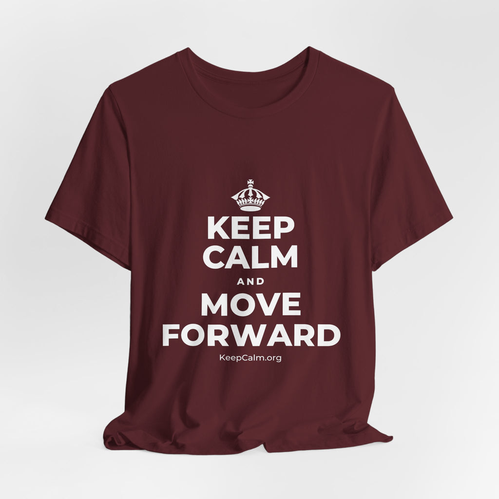 KEEP CALM AND MOVE FORWARD T-Shirt (Baby Blue–Silver)