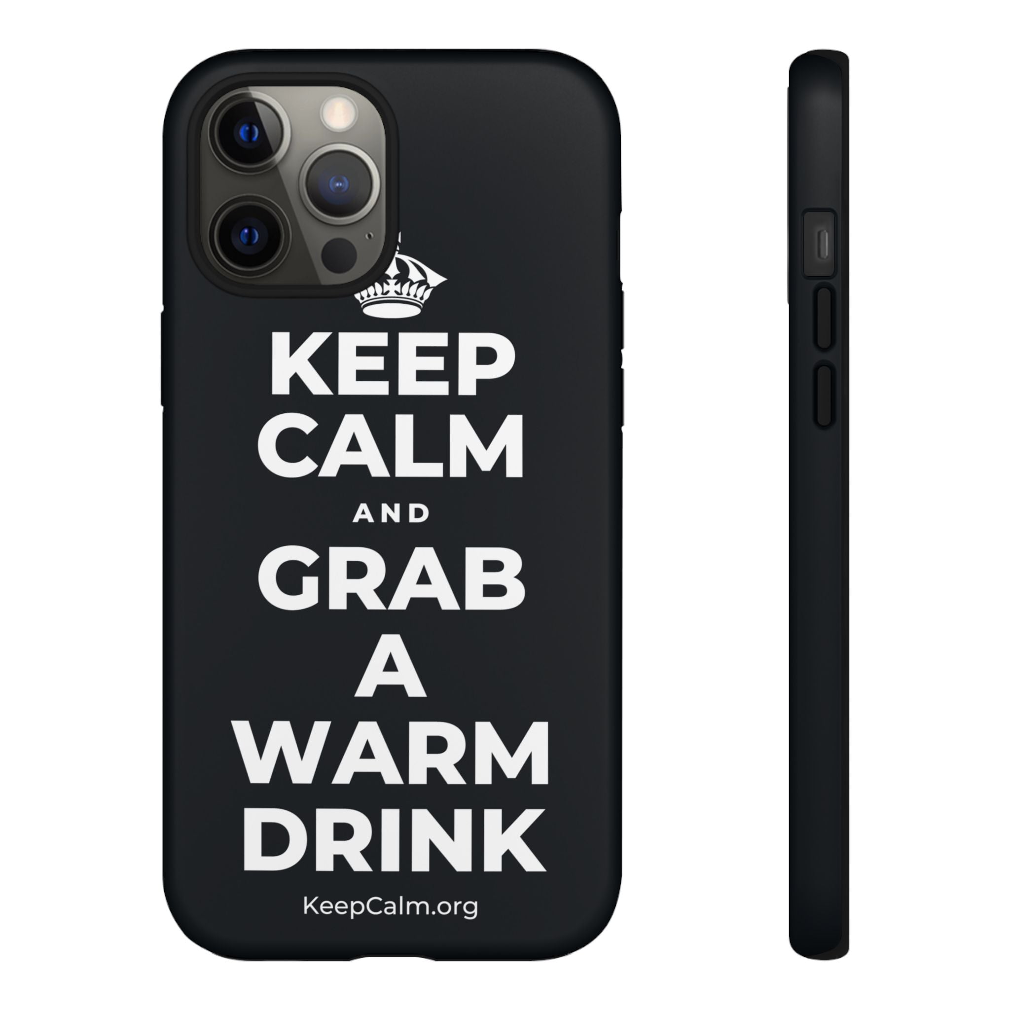KEEP CALM AND GRAB A WARM DRINK Phone Case (Dark)