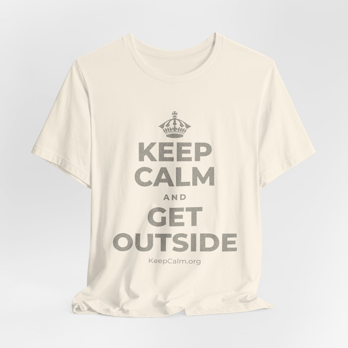 KEEP CALM AND GET OUTSIDE T-Shirt (White–Asphalt)