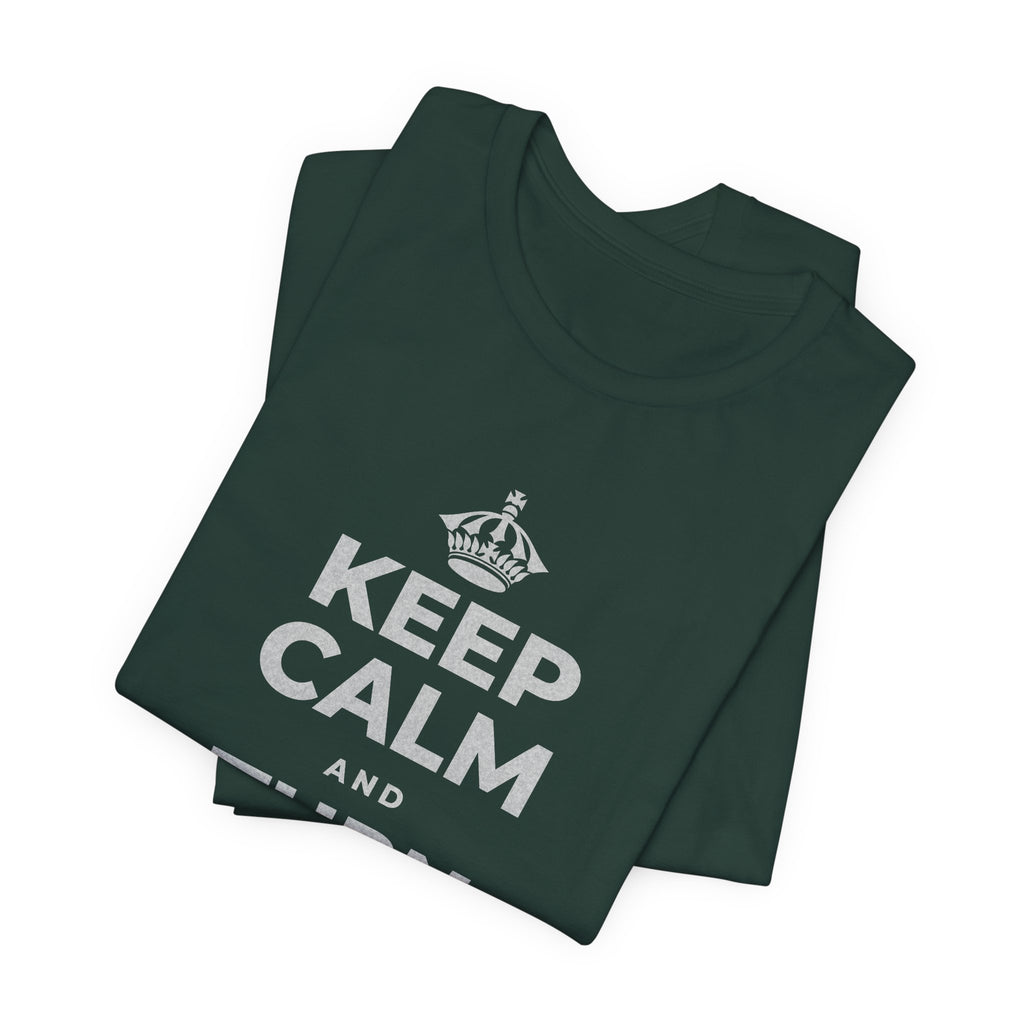 KEEP CALM AND TURN THE PAGE T-Shirt (White–Asphalt)