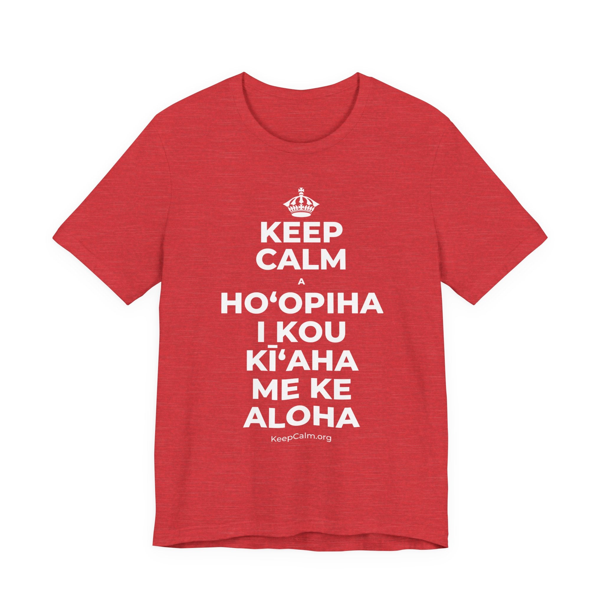 KEEP CALM A HOʻOPIHA I KOU KĪʻAHA ME KE ALOHA T-Shirt (Baby Blue–Silver)