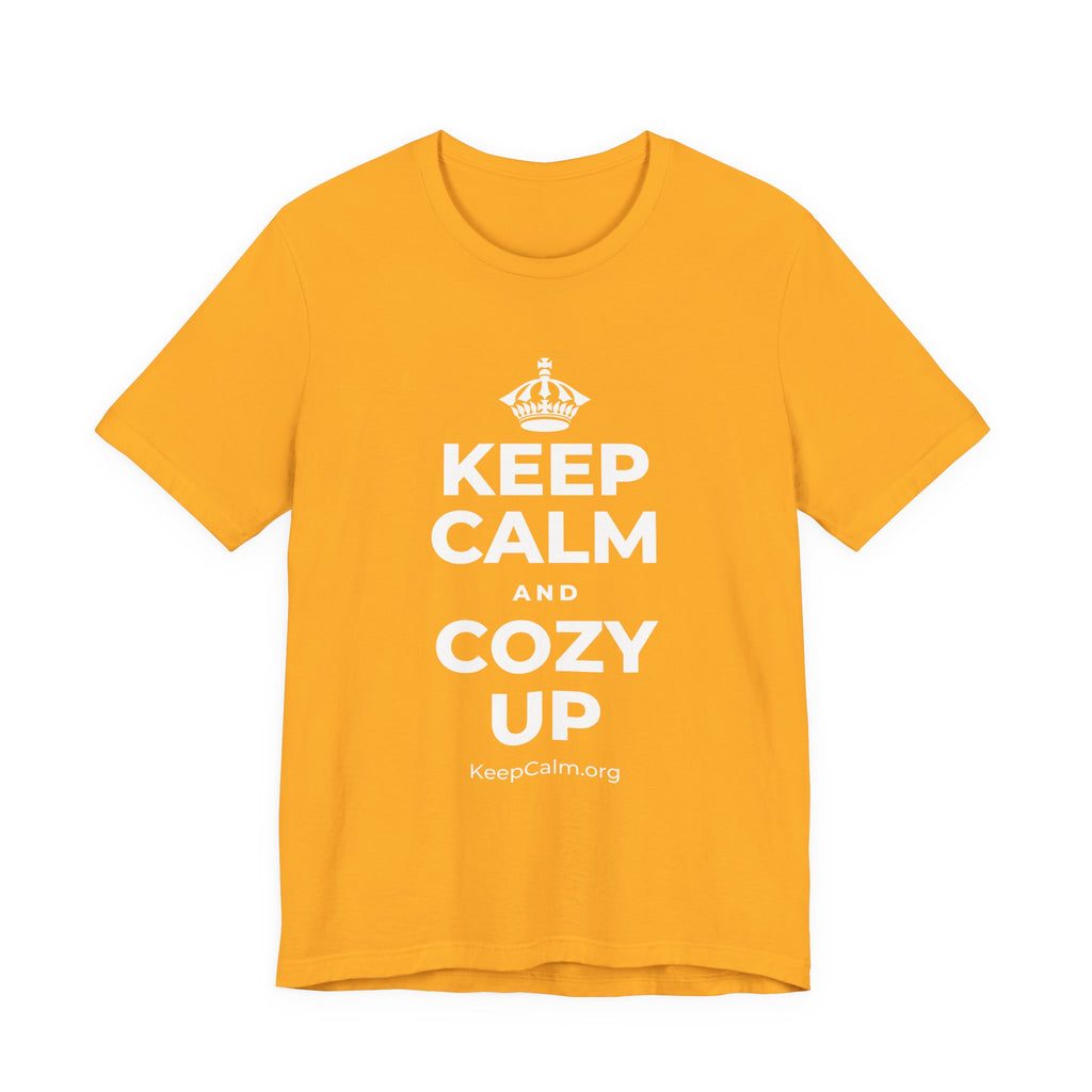 KEEP CALM AND COZY UP T-Shirt (Baby Blue–Silver)