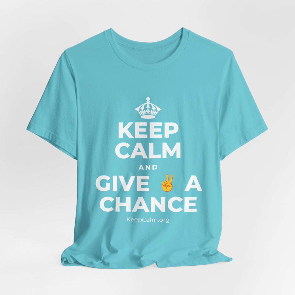 KEEP CALM AND GIVE ✌️ A CHANCE T-Shirt (Soft Cream–Heather Mauve)