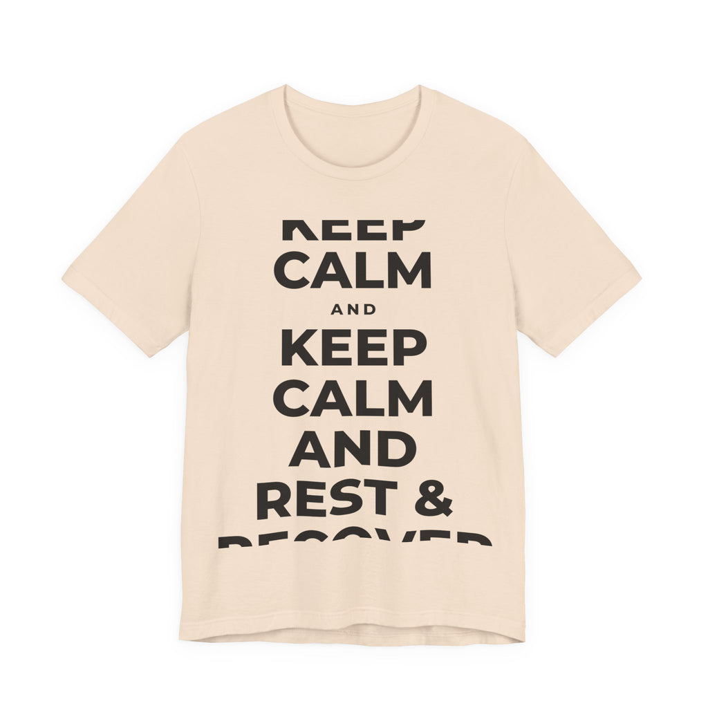 KEEP CALM AND REST & RECOVER T-Shirt (Soft Cream–Heather Mauve)