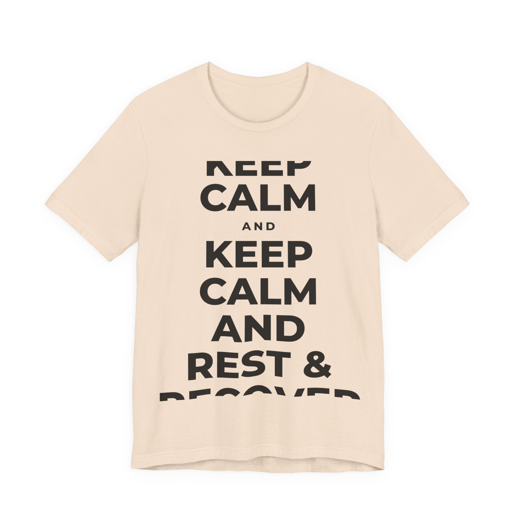 KEEP CALM AND REST & RECOVER T-Shirt (Soft Cream–Heather Mauve)