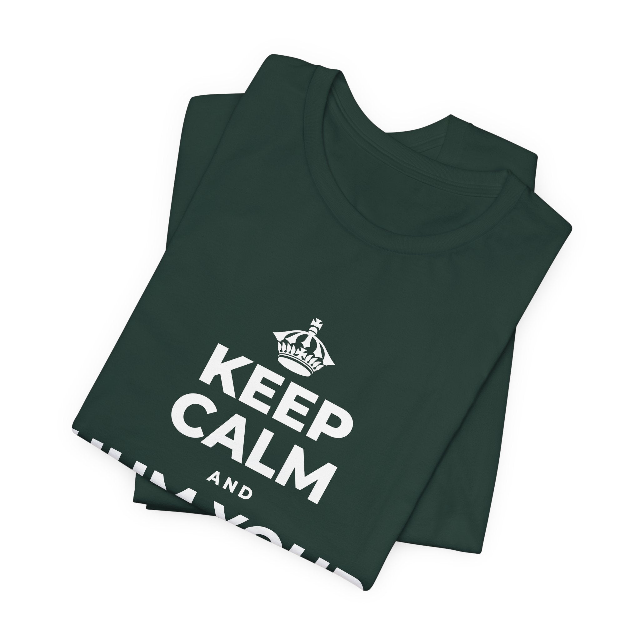 KEEP CALM AND HUM YOUR FAVORITE TUNE T-Shirt (White–Asphalt)