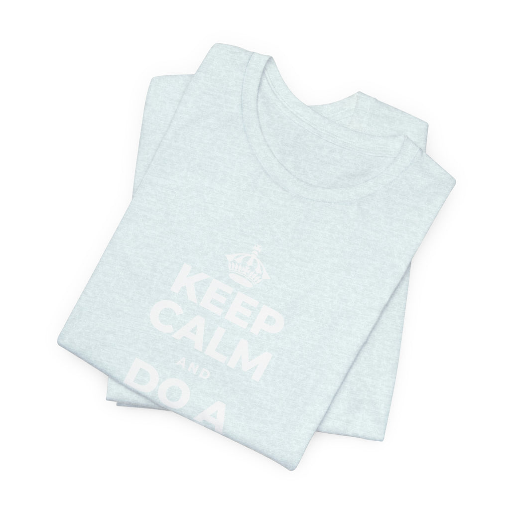 KEEP CALM AND DO A HAPPY LITTLE DANCE T-Shirt (Soft Cream–Heather Mauve)