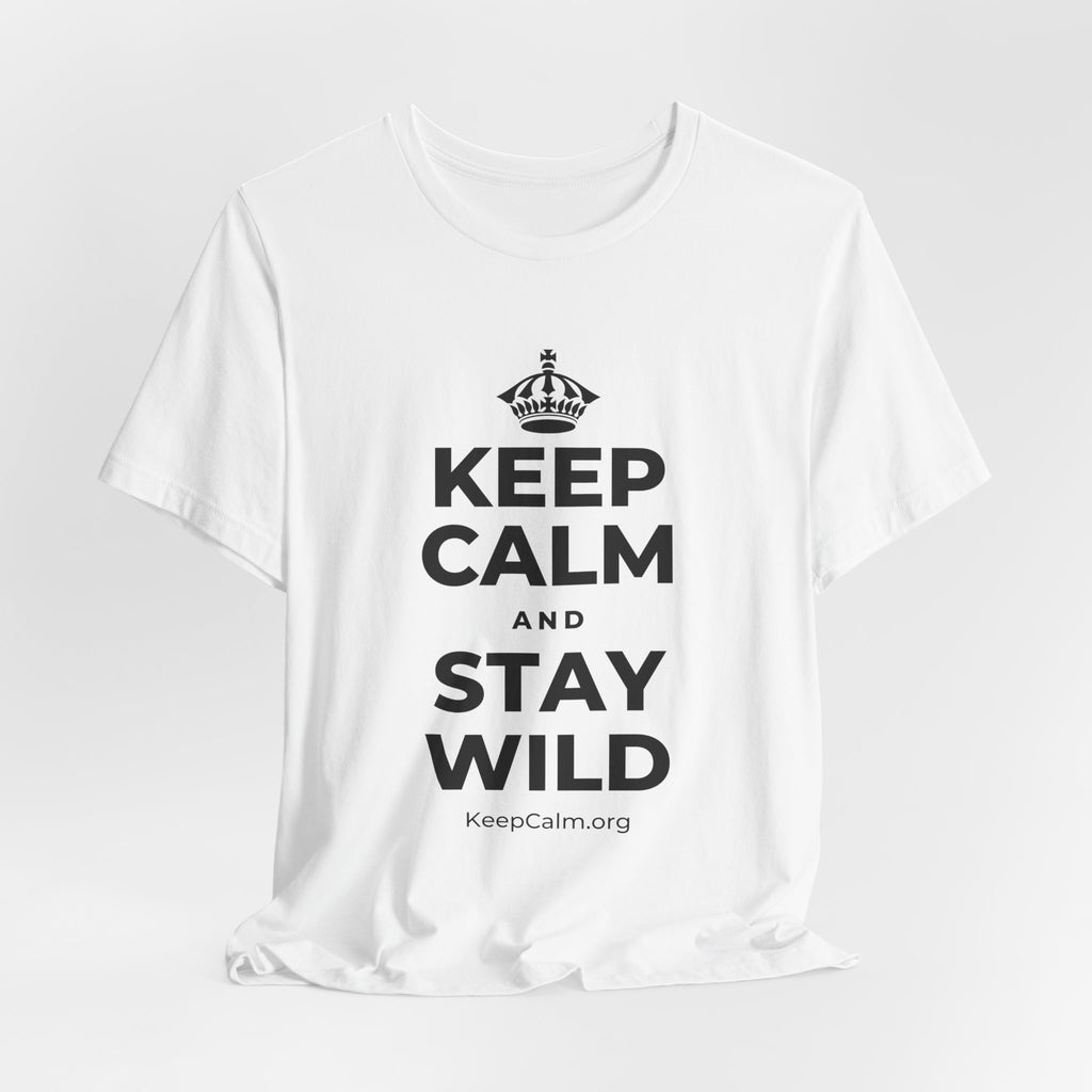 KEEP CALM AND STAY WILD T-Shirt (White–Asphalt)