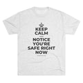 KEEP CALM AND NOTICE YOU'RE SAFE RIGHT NOW Tri-Blend Tee