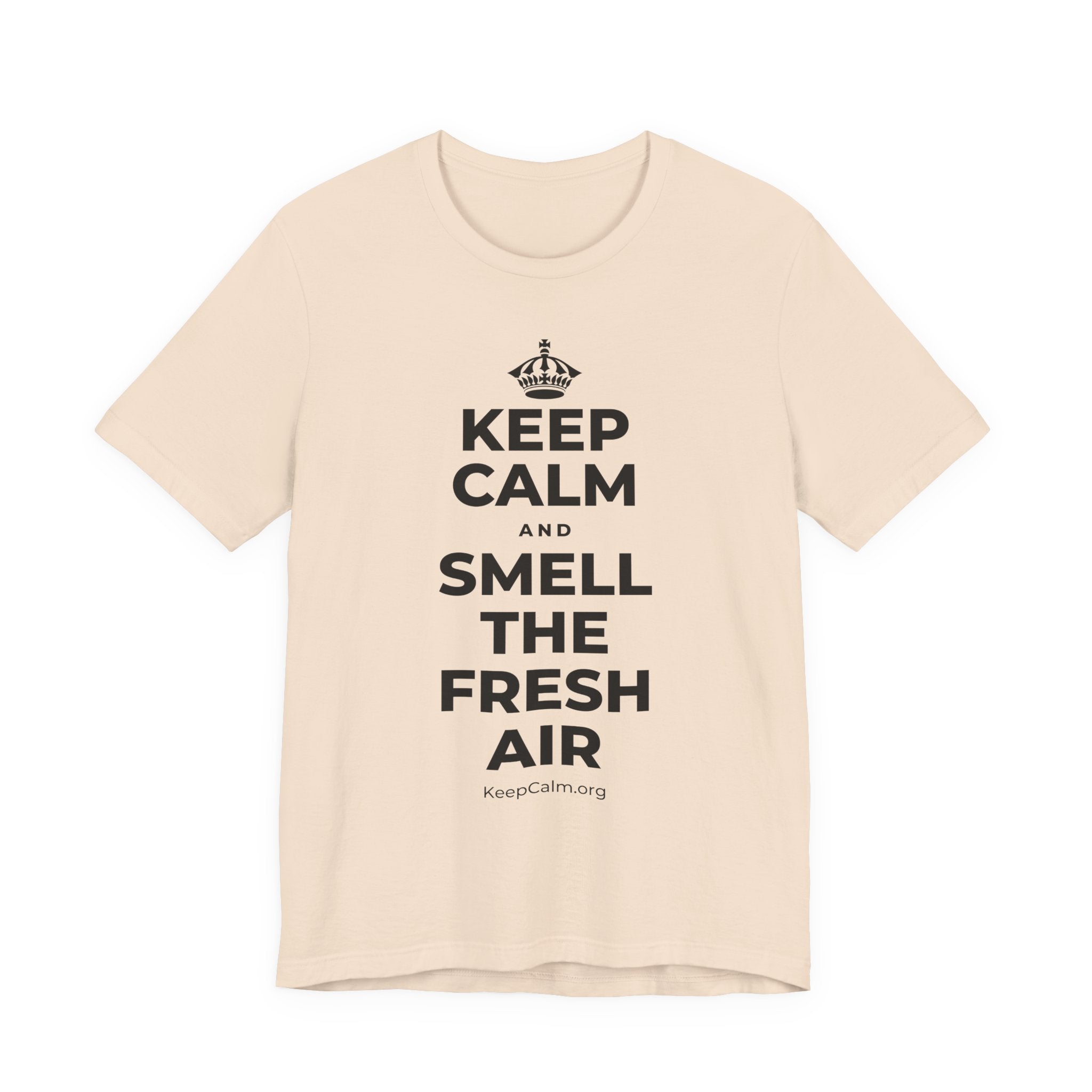KEEP CALM AND SMELL THE FRESH AIR T-Shirt (Soft Cream–Heather Mauve)