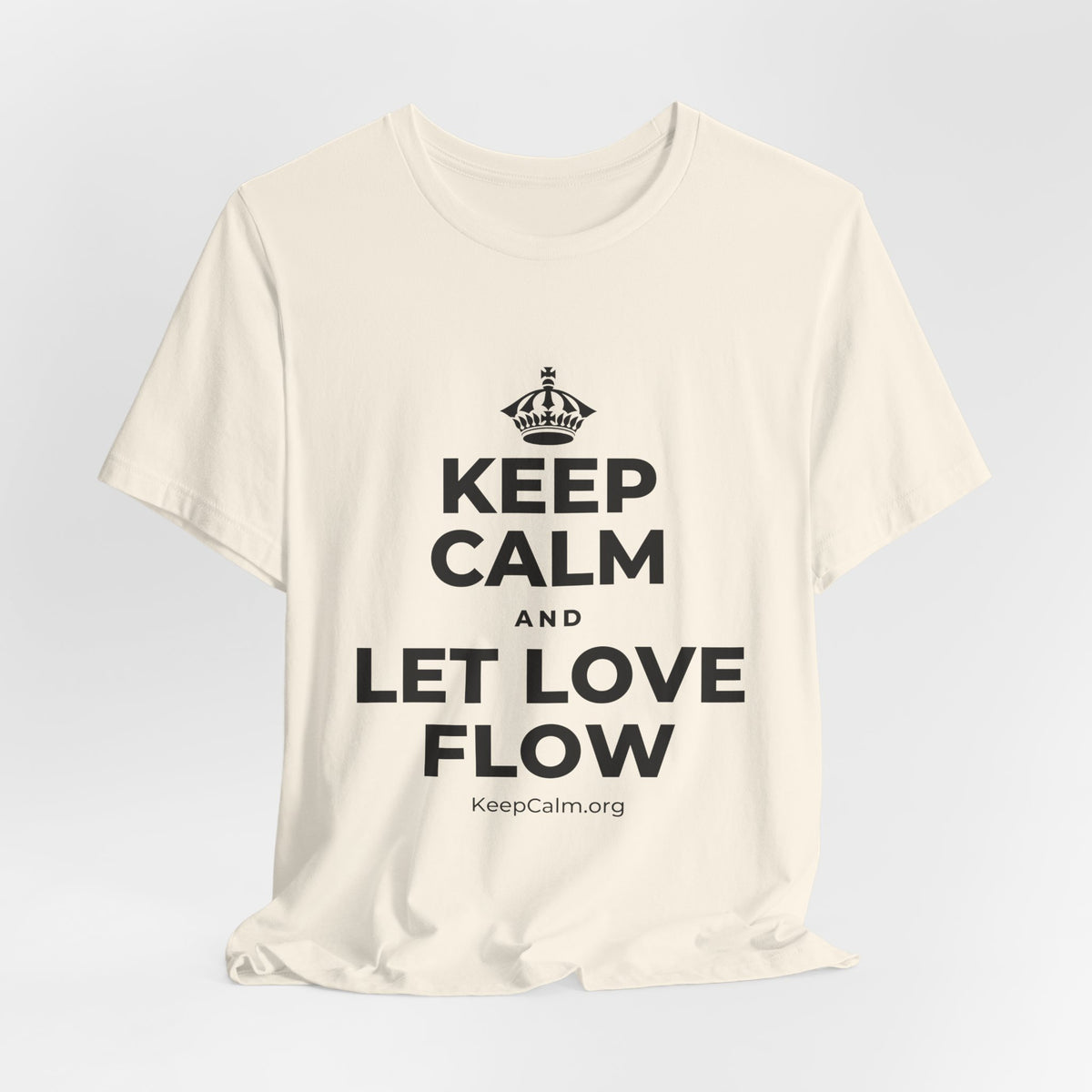 KEEP CALM AND LET LOVE FLOW T-Shirt (White–Asphalt)