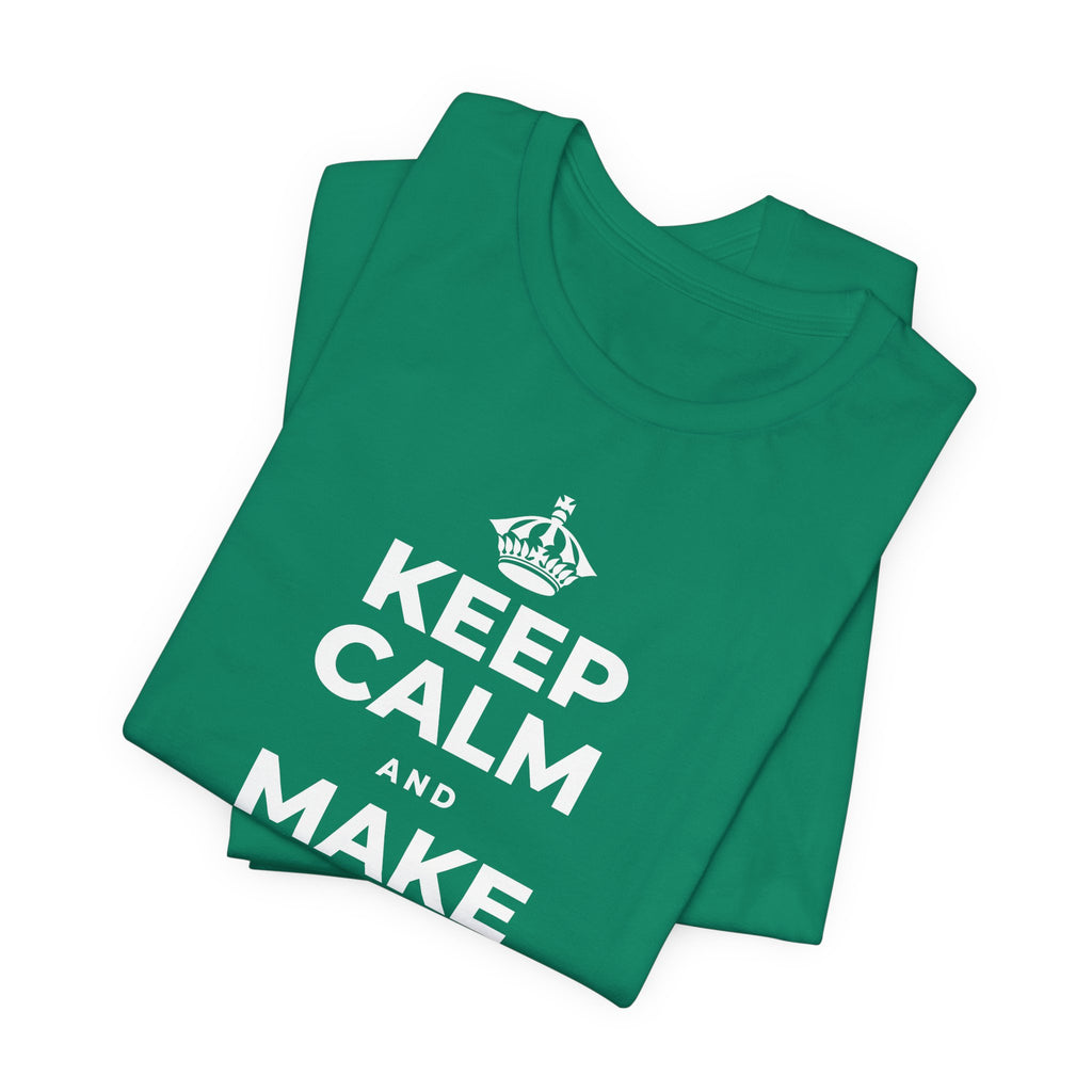 KEEP CALM AND MAKE ONE SMALL CHANGE T-Shirt (White–Asphalt)