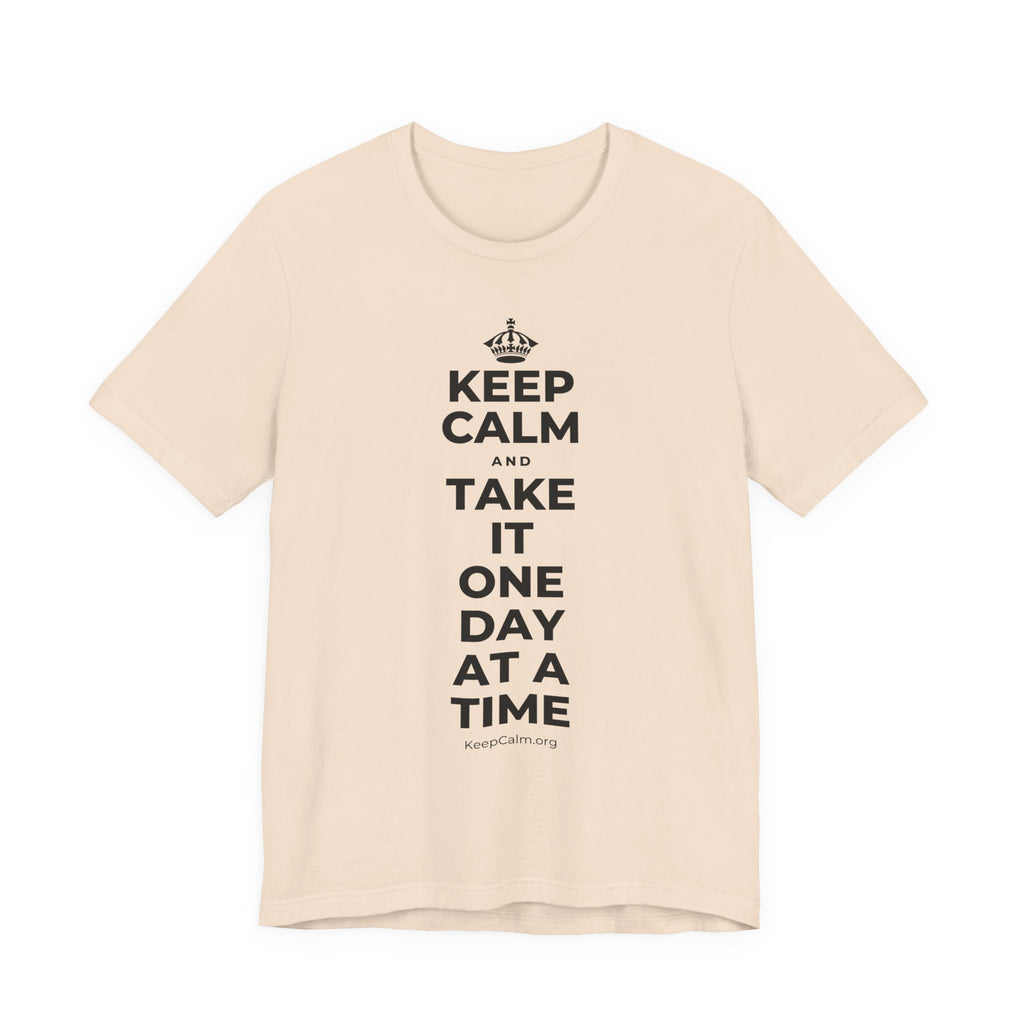 KEEP CALM AND TAKE IT ONE DAY AT A TIME T-Shirt (Soft Cream–Heather Mauve)