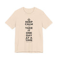 KEEP CALM AND TAKE IT ONE DAY AT A TIME T-Shirt (Soft Cream–Heather Mauve)