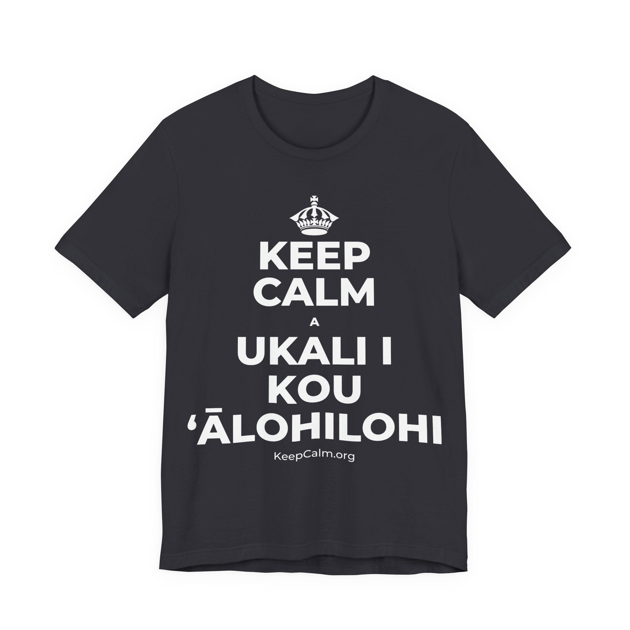 KEEP CALM A UKALI I KOU ʻĀLOHILOHI T-Shirt (Baby Blue–Silver)