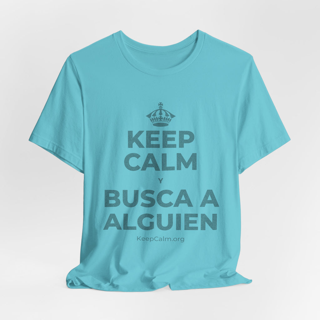 KEEP CALM Y BUSCA A ALGUIEN T-Shirt (Soft Cream–Heather Mauve)