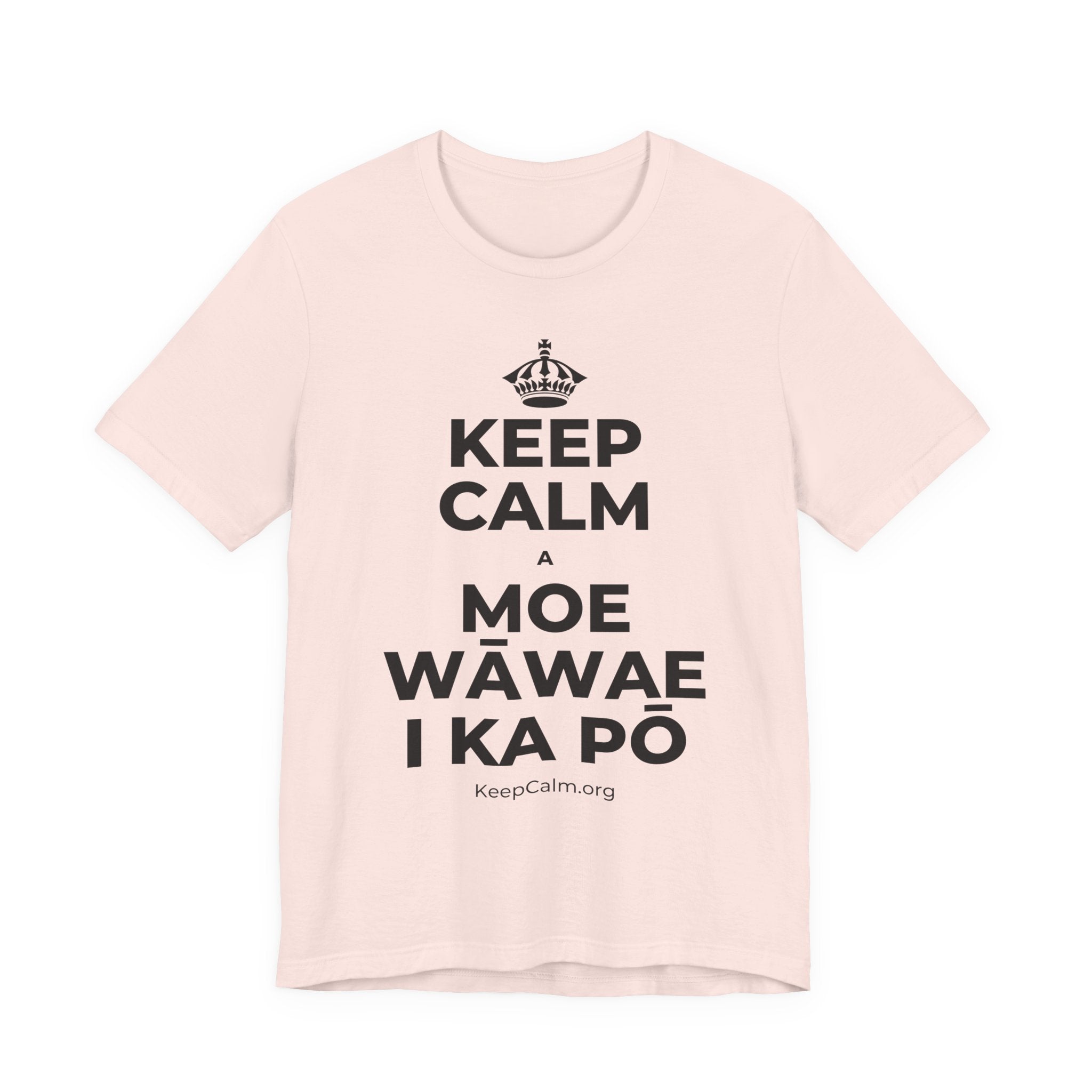 KEEP CALM A MOE WĀWAE I KA PŌ T-Shirt (Soft Cream–Heather Mauve)