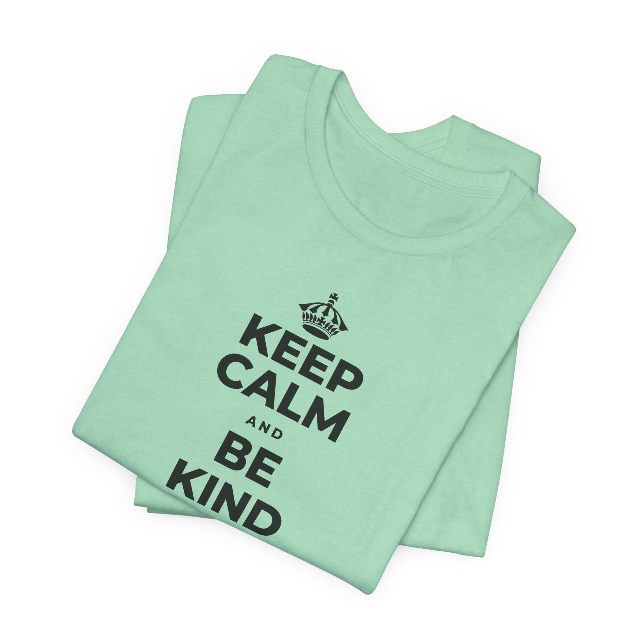 KEEP CALM AND BE KIND TO THE NEW KID T-Shirt (Baby Blue–Silver)