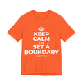 KEEP CALM AND SET A BOUNDARY T-Shirt (Baby Blue–Silver)