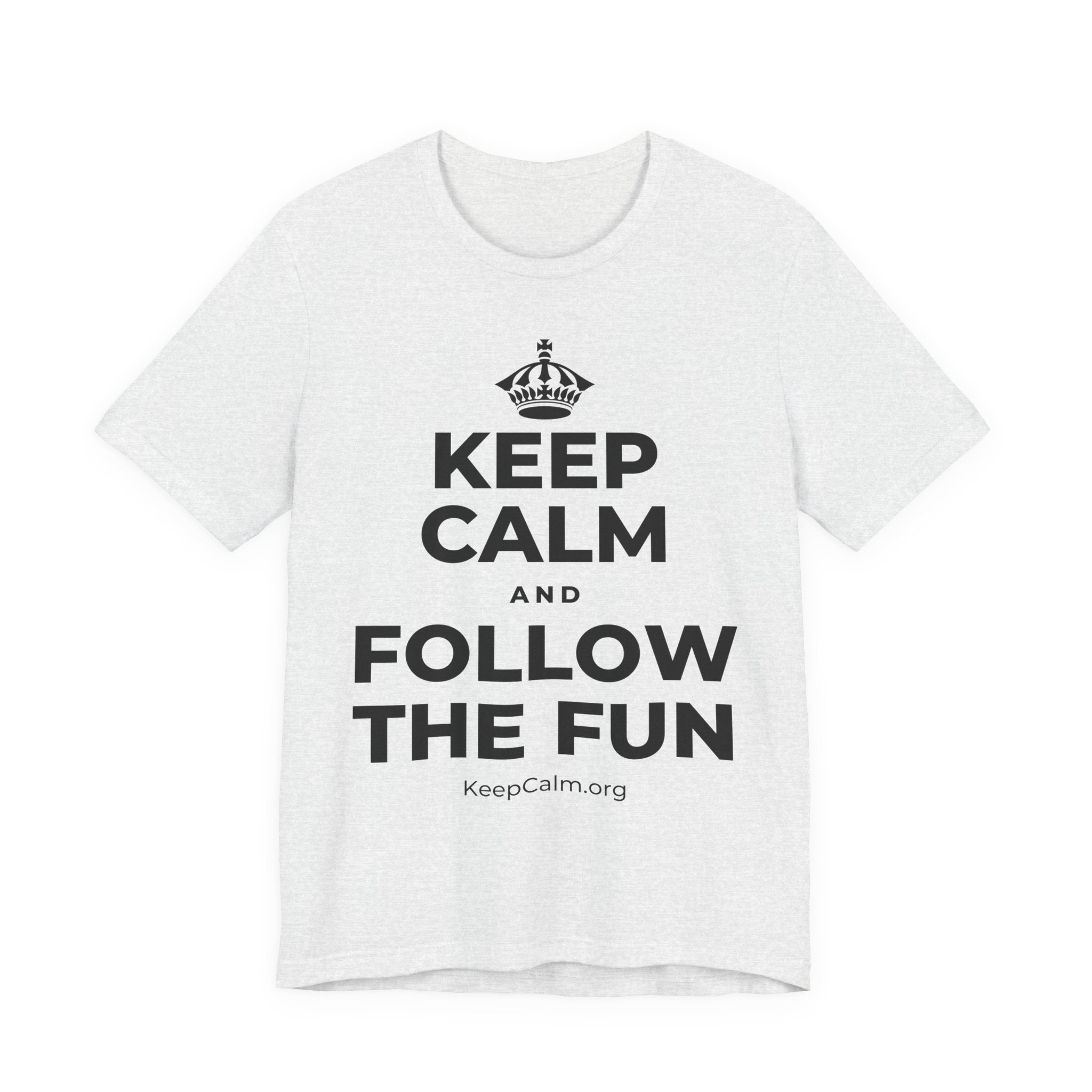 KEEP CALM AND FOLLOW THE FUN T-Shirt (Soft Cream–Heather Mauve)