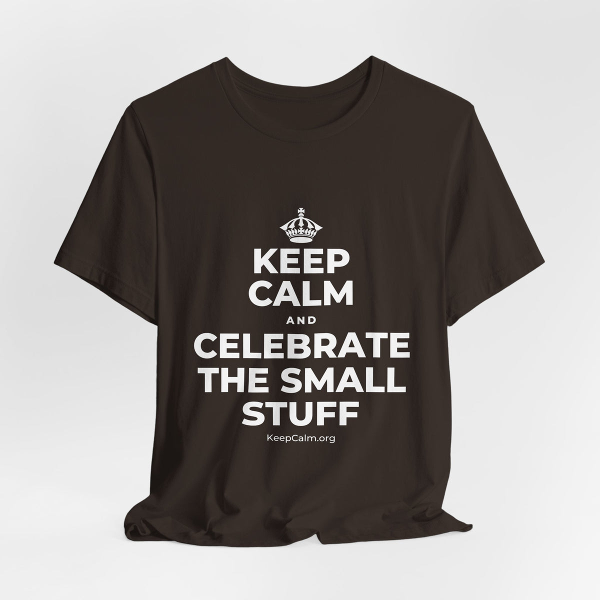 KEEP CALM AND CELEBRATE THE SMALL STUFF T-Shirt (Soft Cream–Heather Mauve)