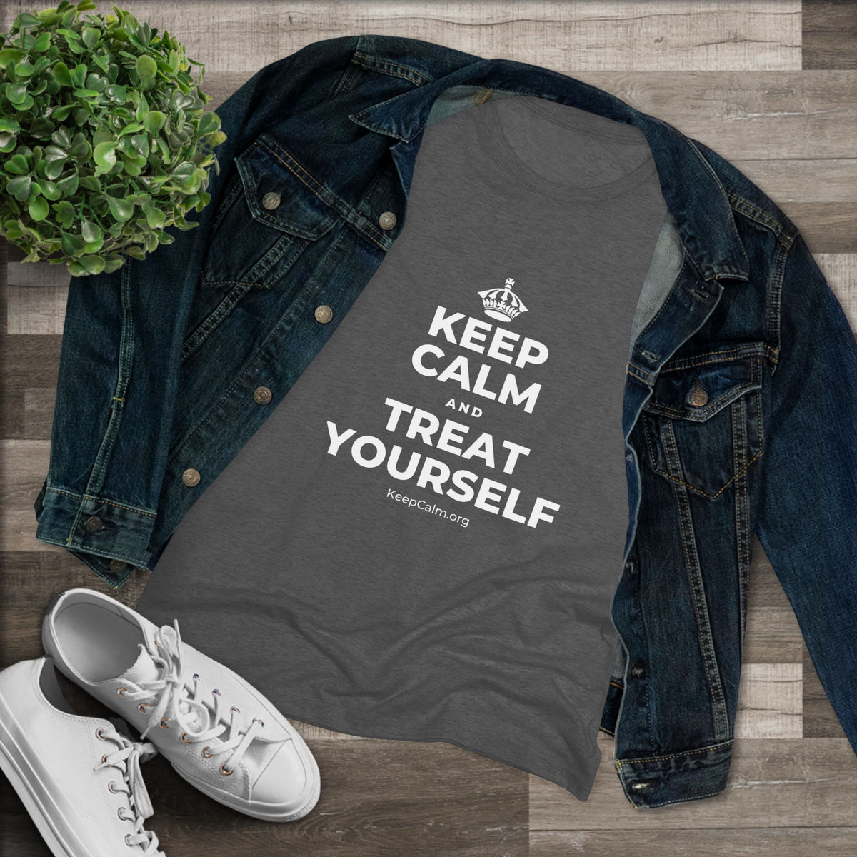 KEEP CALM AND TREAT YOURSELF Women's Tri-Blend Tee