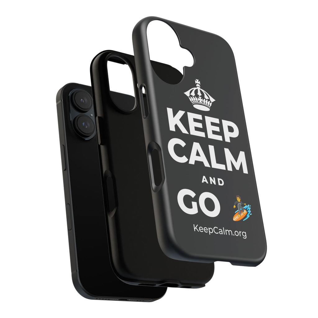 KEEP CALM AND GO 🏄 Phone Case (Dark)