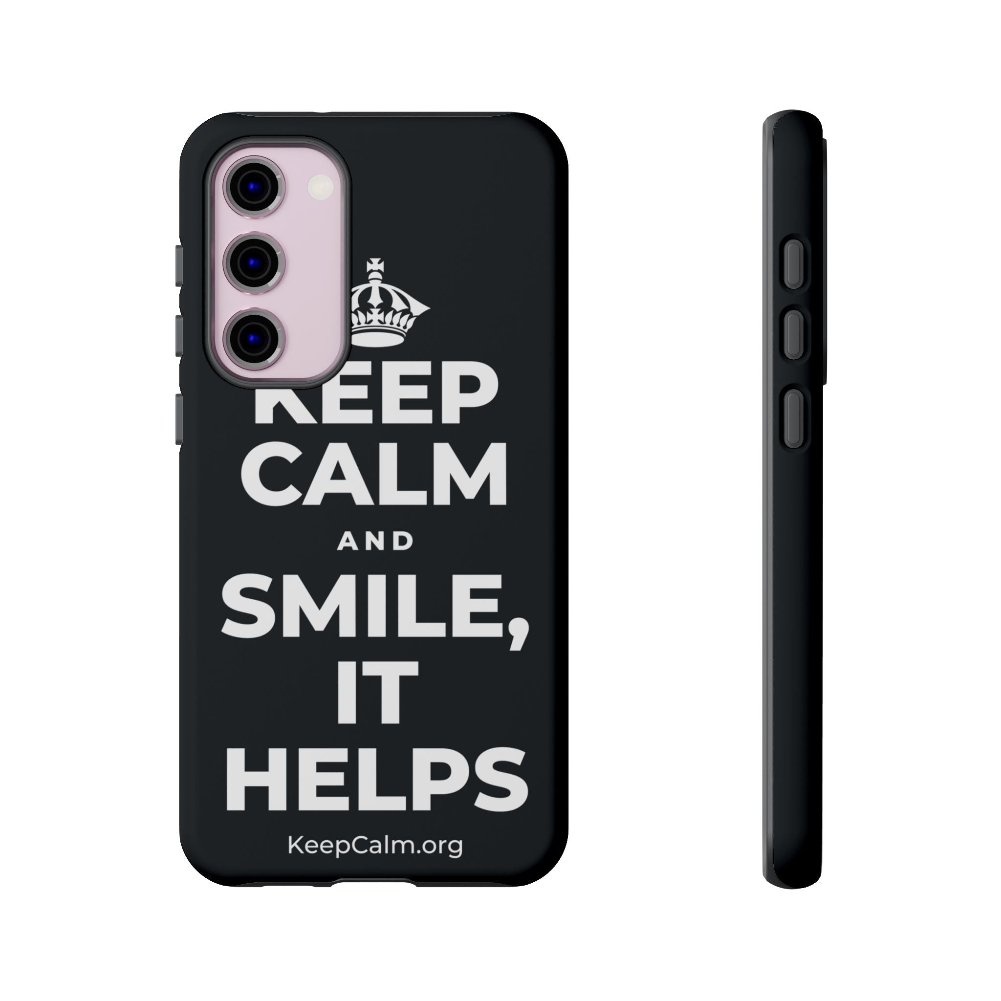 KEEP CALM AND SMILE, IT HELPS Phone Case (Dark)