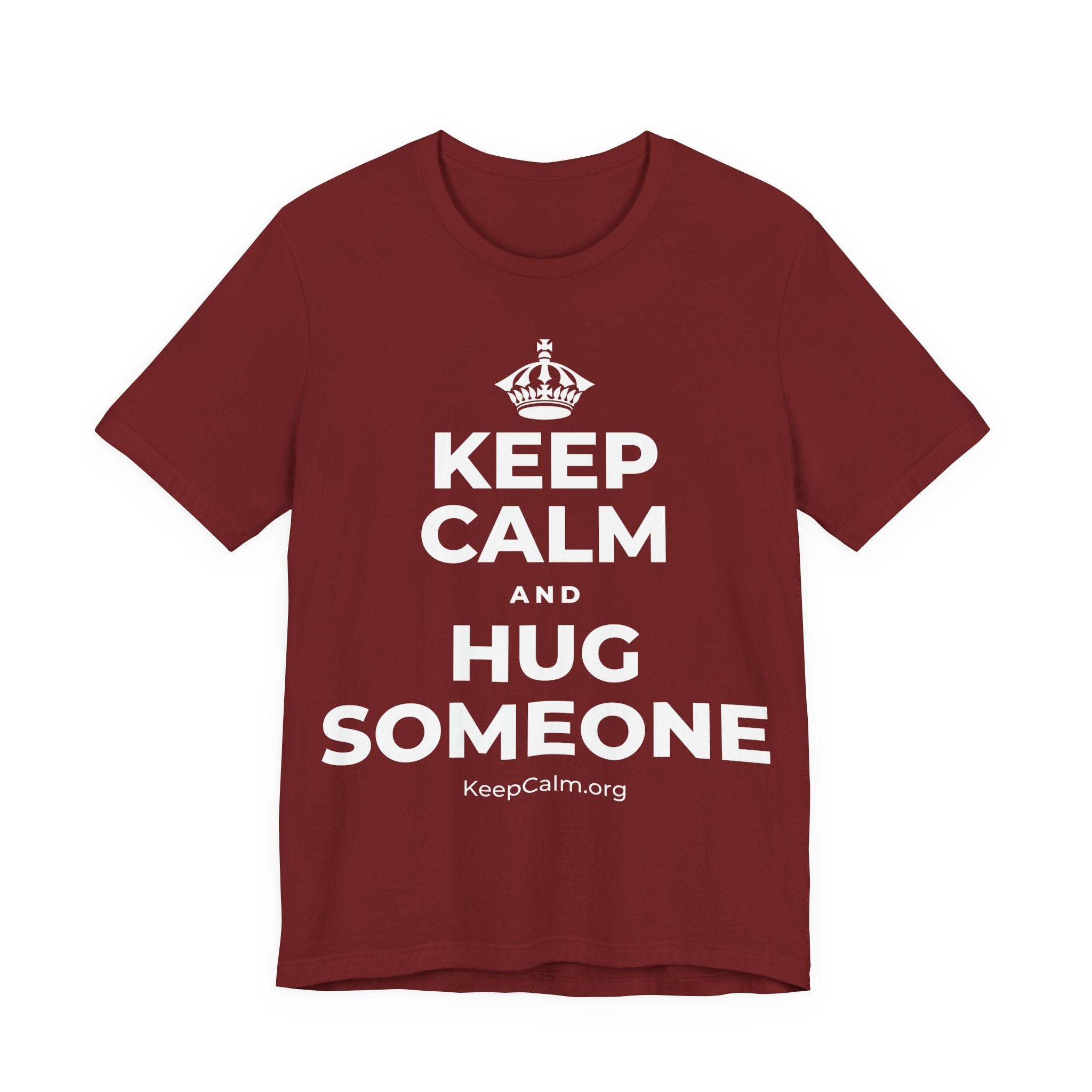KEEP CALM AND HUG SOMEONE T-Shirt (Baby Blue–Silver)
