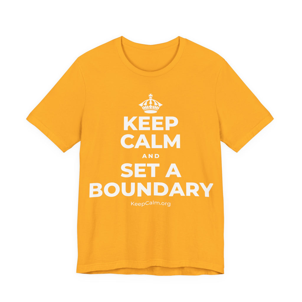 KEEP CALM AND SET A BOUNDARY T-Shirt (Baby Blue–Silver)