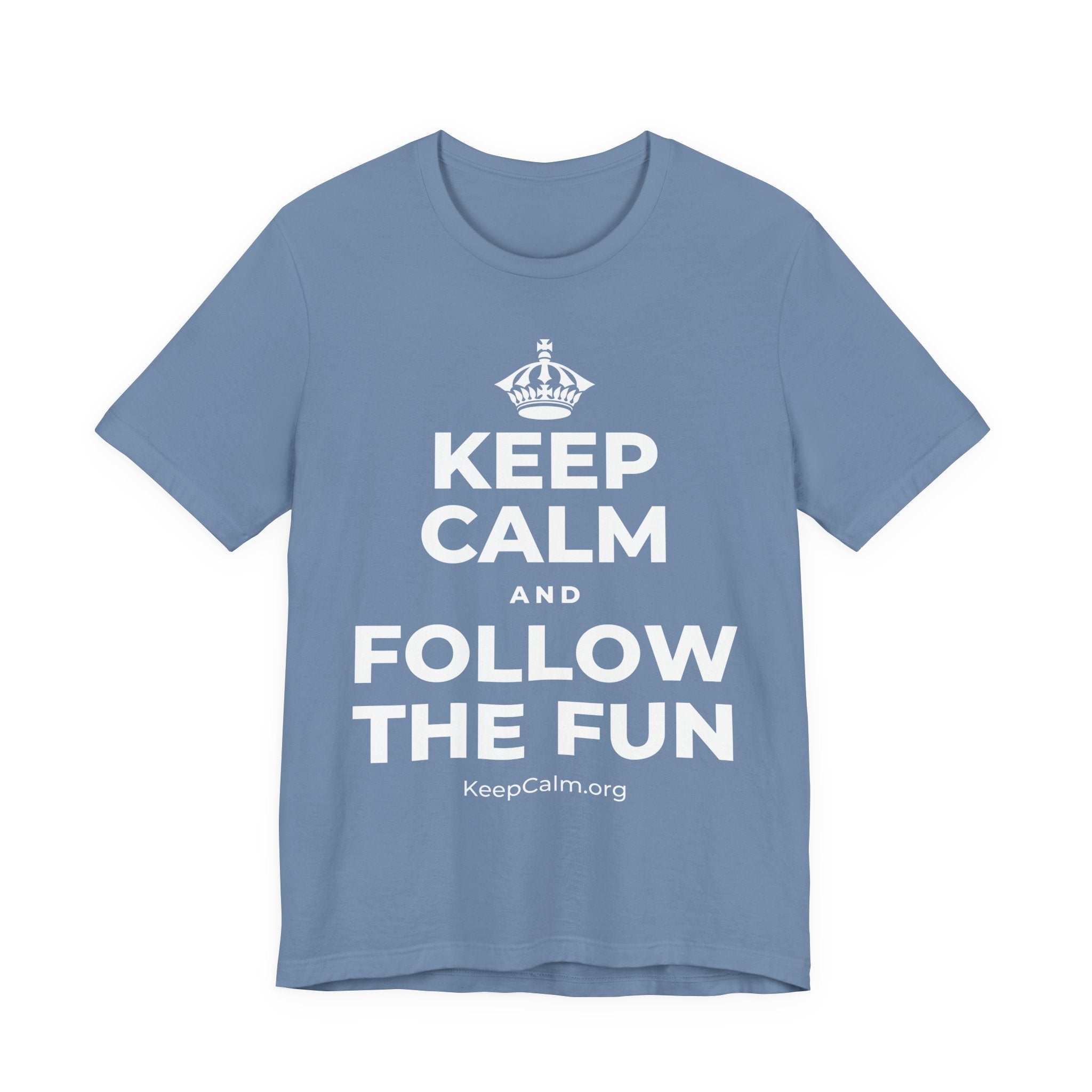 KEEP CALM AND FOLLOW THE FUN T-Shirt (Soft Cream–Heather Mauve)