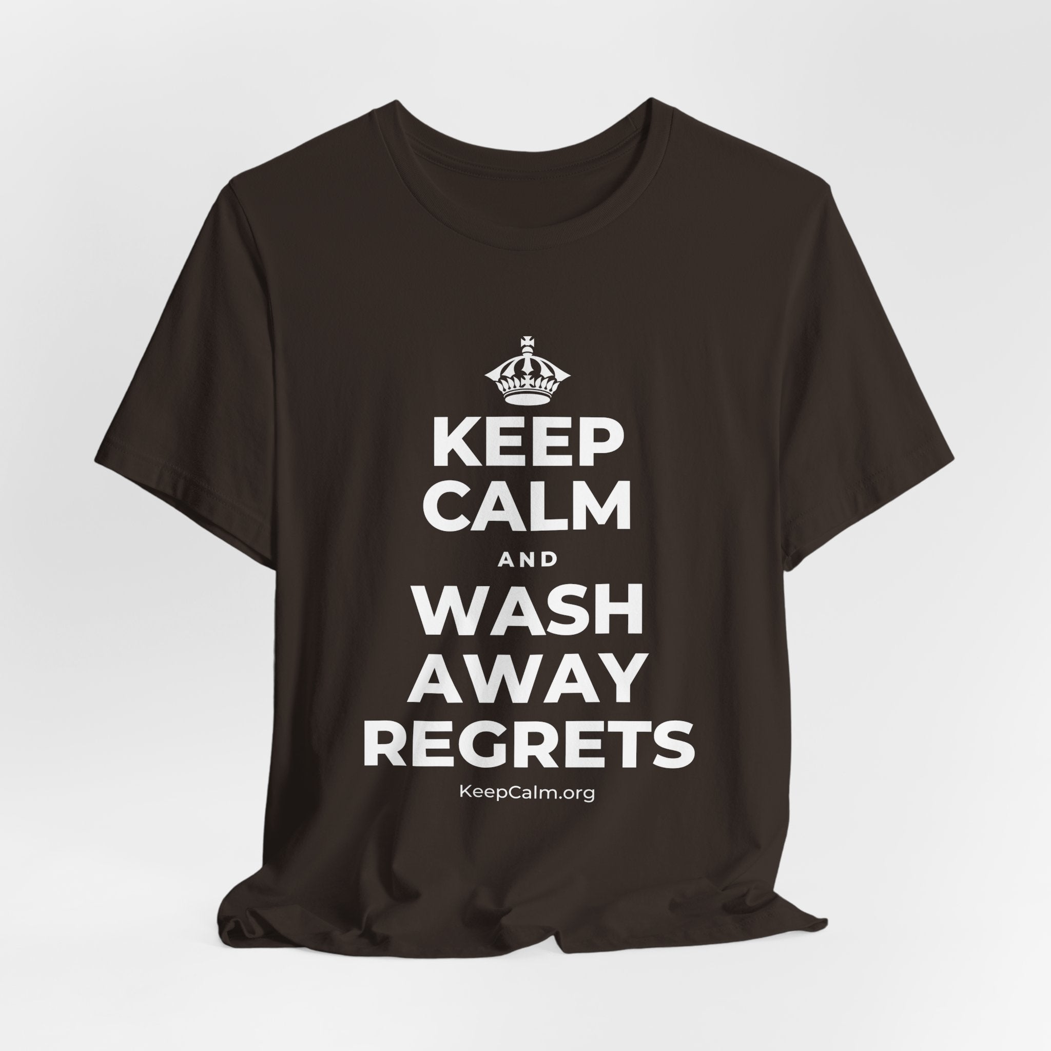 KEEP CALM AND WASH AWAY REGRETS T-Shirt (Soft Cream–Heather Mauve)
