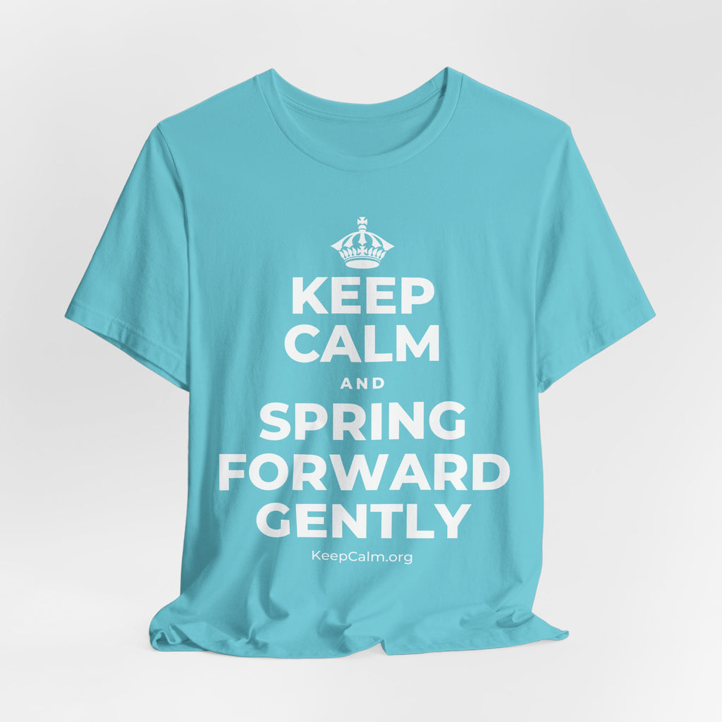 KEEP CALM AND SPRING FORWARD GENTLY T-Shirt (Soft Cream–Heather Mauve)