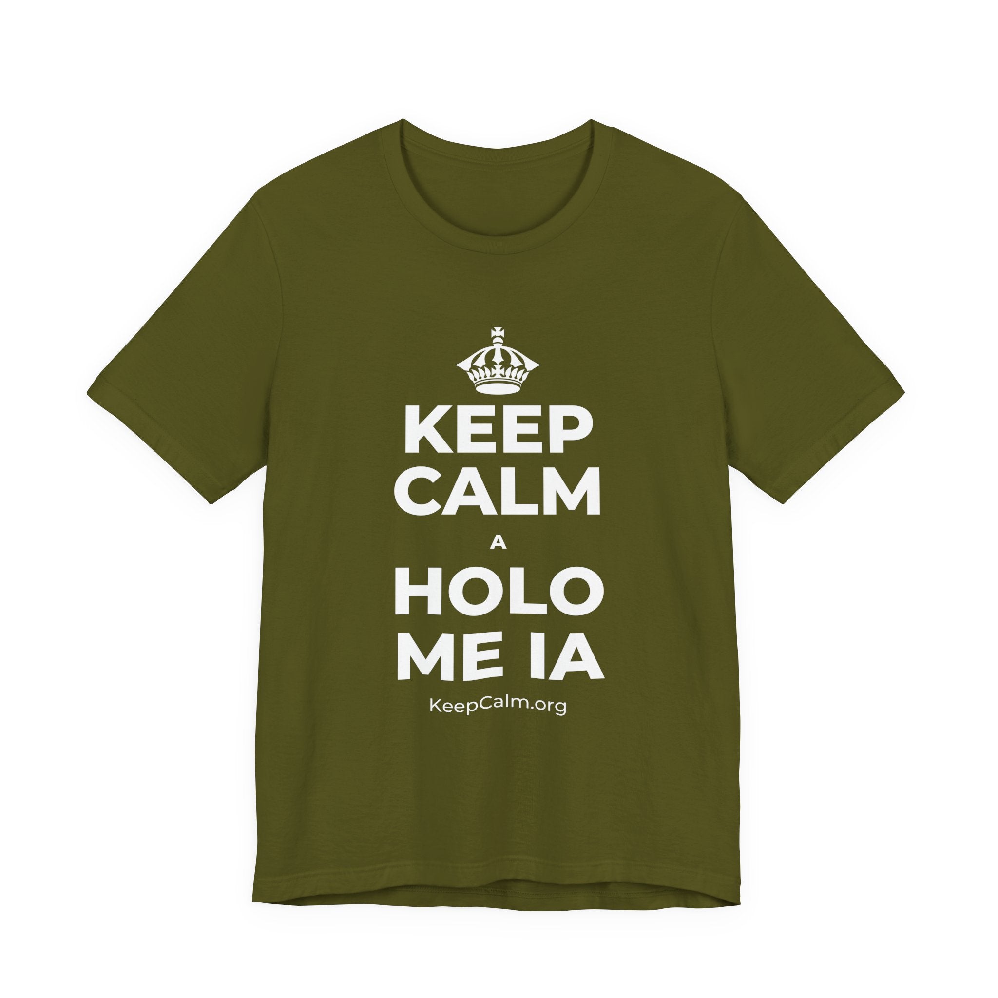 KEEP CALM A HOLO ME IA T-Shirt (Baby Blue–Silver)