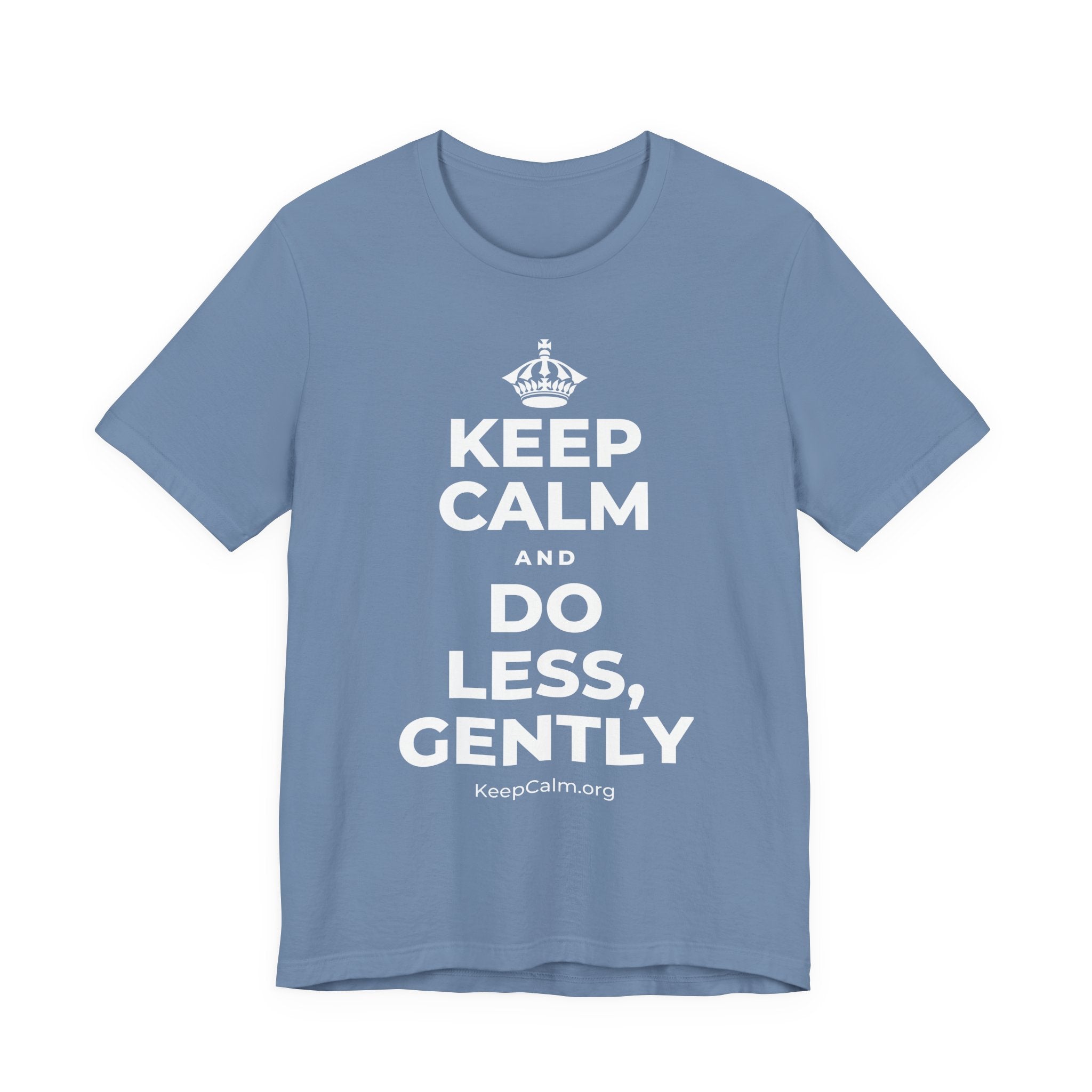 KEEP CALM AND DO LESS, GENTLY T-Shirt (Soft Cream–Heather Mauve)
