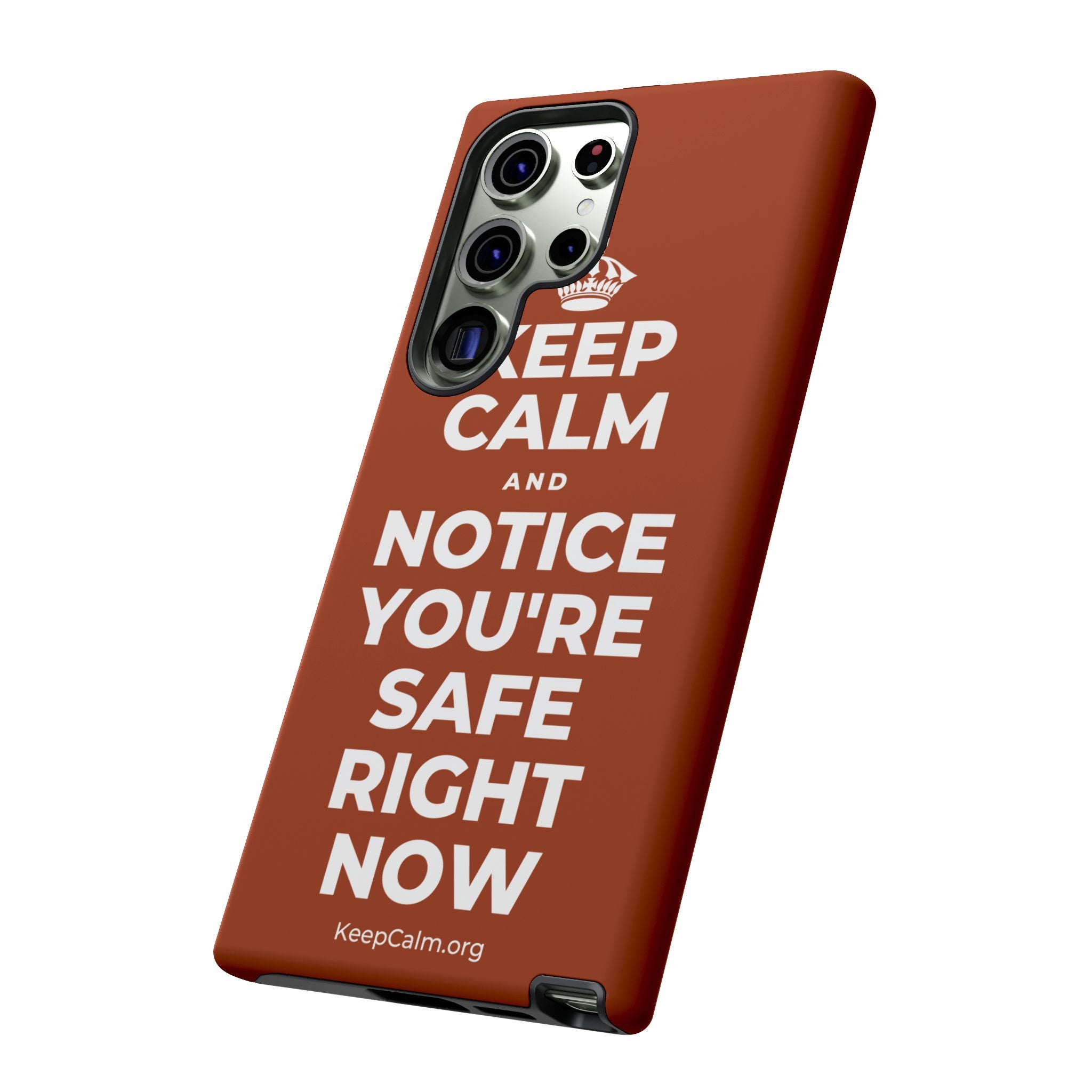 KEEP CALM AND NOTICE YOU'RE SAFE RIGHT NOW Phone Case