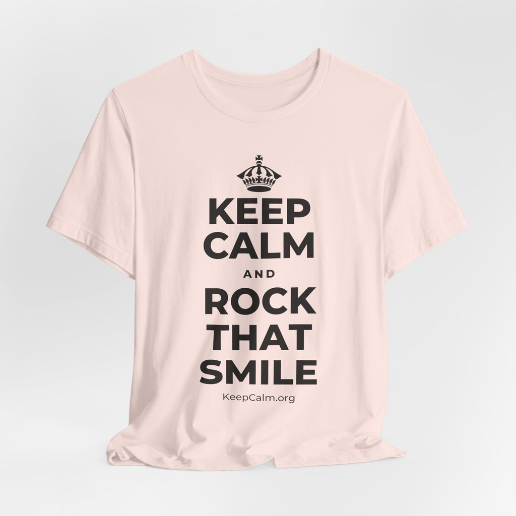 KEEP CALM AND ROCK THAT SMILE T-Shirt (Soft Cream–Heather Mauve)