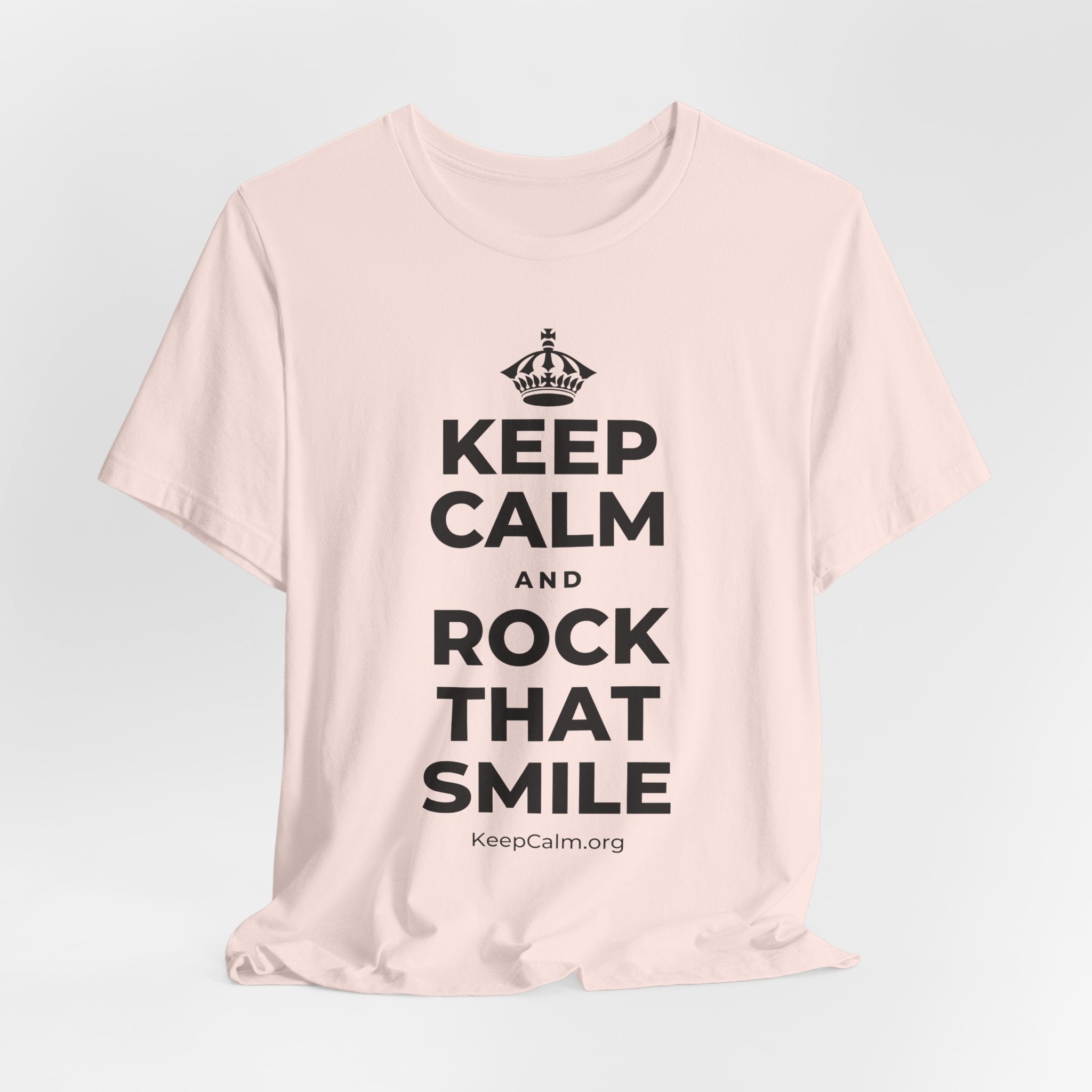 KEEP CALM AND ROCK THAT SMILE T-Shirt (Soft Cream–Heather Mauve)