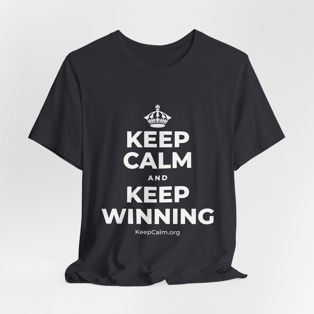 KEEP CALM AND KEEP WINNING T-Shirt (Baby Blue–Silver)