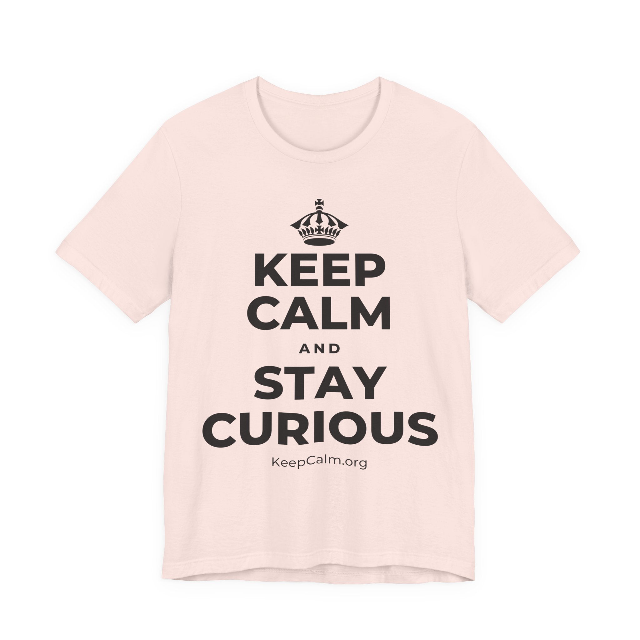 KEEP CALM AND STAY CURIOUS T-Shirt (Soft Cream–Heather Mauve)