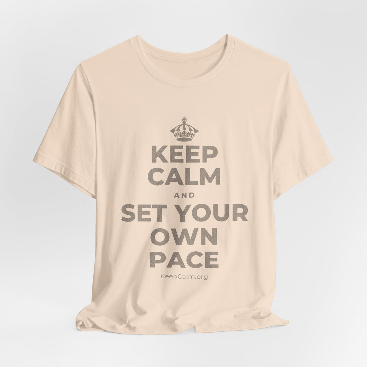 KEEP CALM AND SET YOUR OWN PACE T-Shirt (Soft Cream–Heather Mauve)