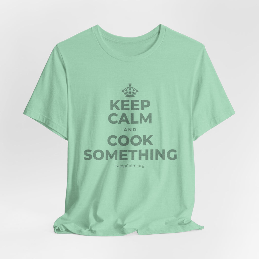 KEEP CALM AND COOK SOMETHING T-Shirt (Baby Blue–Silver)