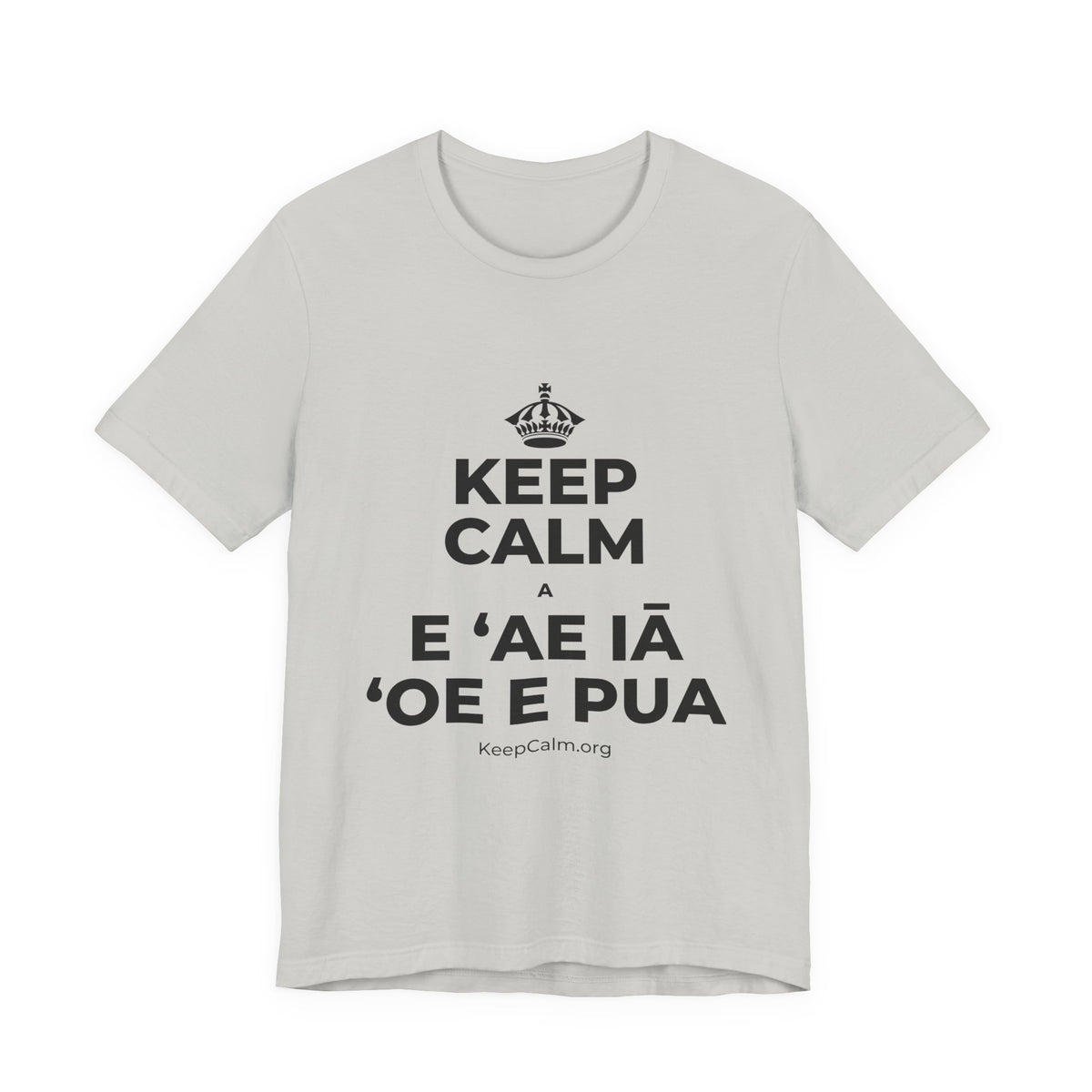 KEEP CALM A E ʻAE IĀ ʻOE E PUA T-Shirt (Baby Blue–Silver)