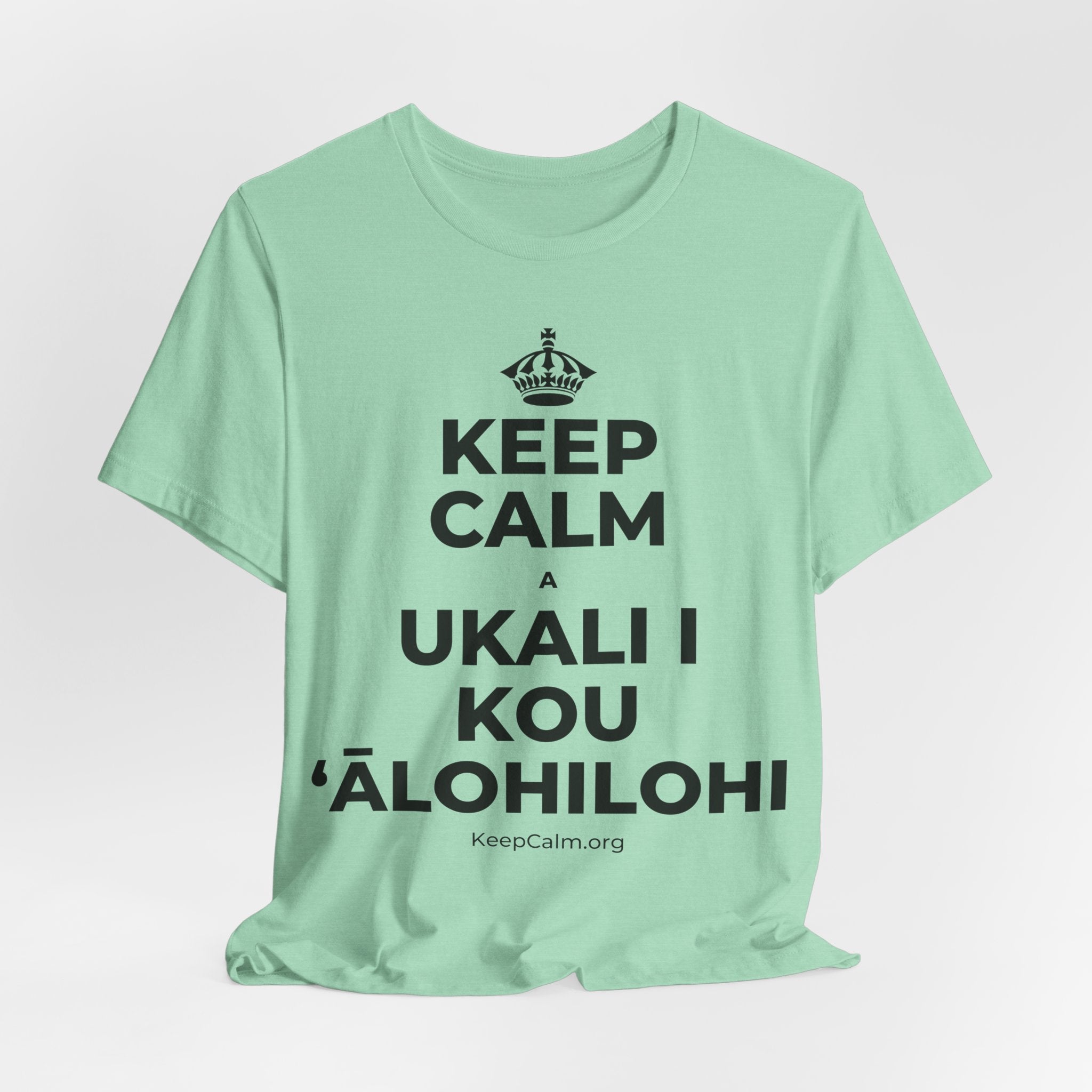KEEP CALM A UKALI I KOU ʻĀLOHILOHI T-Shirt (Baby Blue–Silver)