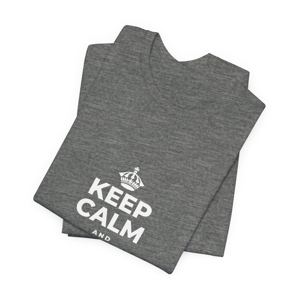 KEEP CALM AND CHASE THE MOONLIGHT T-Shirt (Baby Blue–Silver)