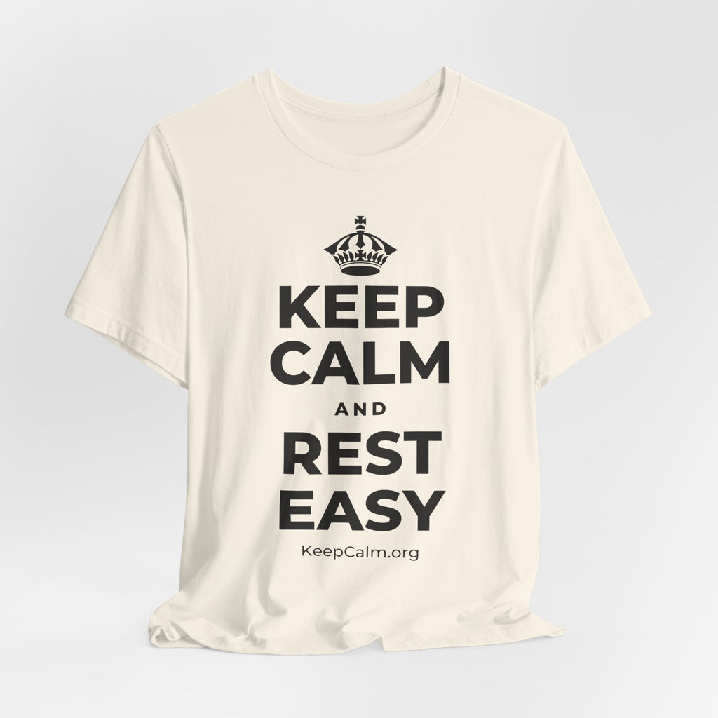 KEEP CALM AND REST EASY T-Shirt (White–Asphalt)