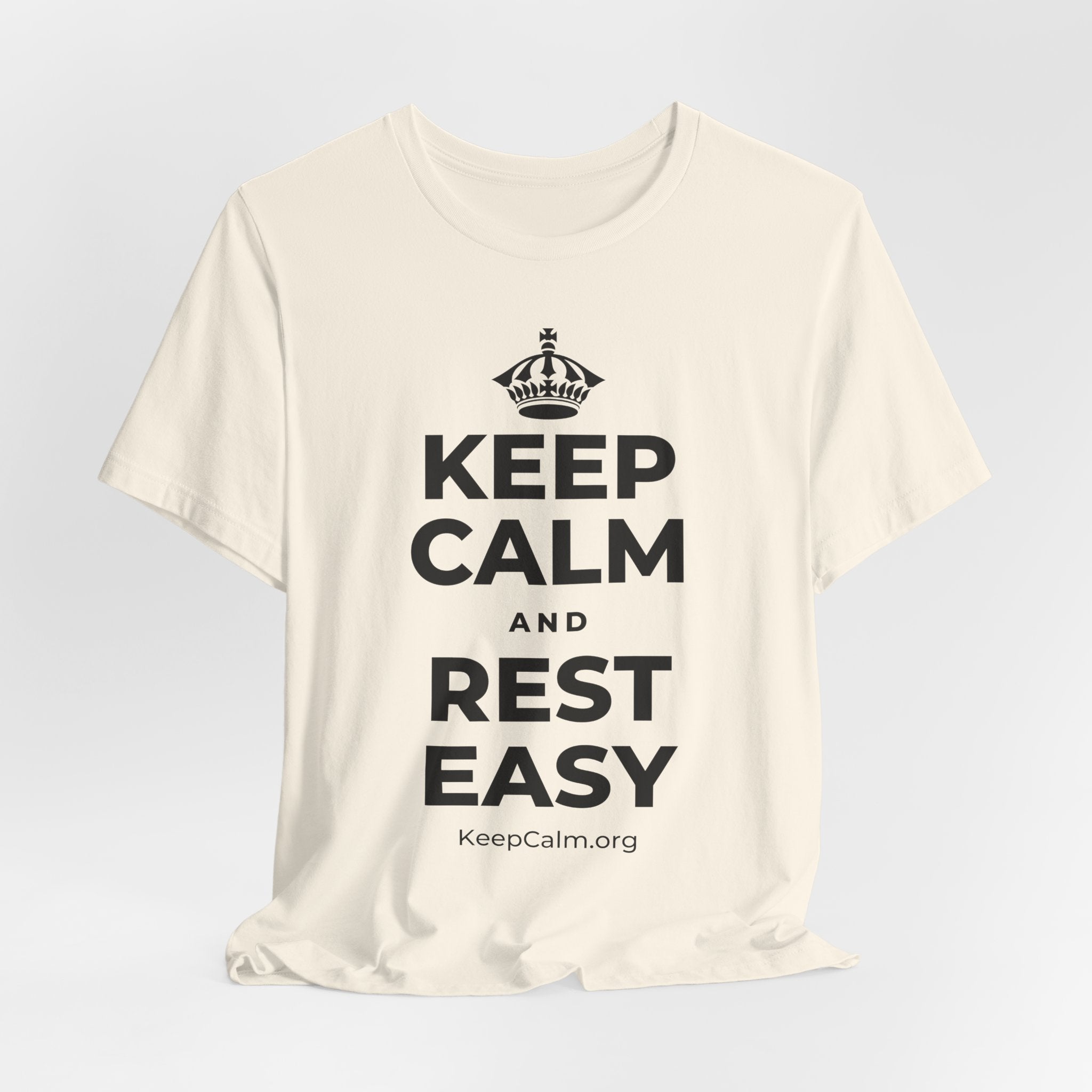 KEEP CALM AND REST EASY T-Shirt (White–Asphalt)