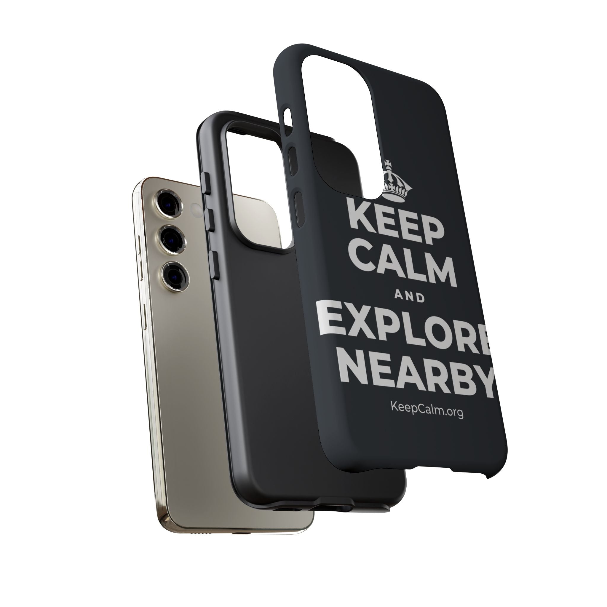 KEEP CALM AND EXPLORE NEARBY Phone Case (Dark)