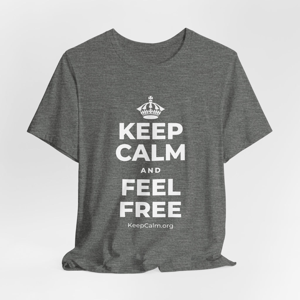 KEEP CALM AND FEEL FREE T-Shirt (Baby Blue–Silver)