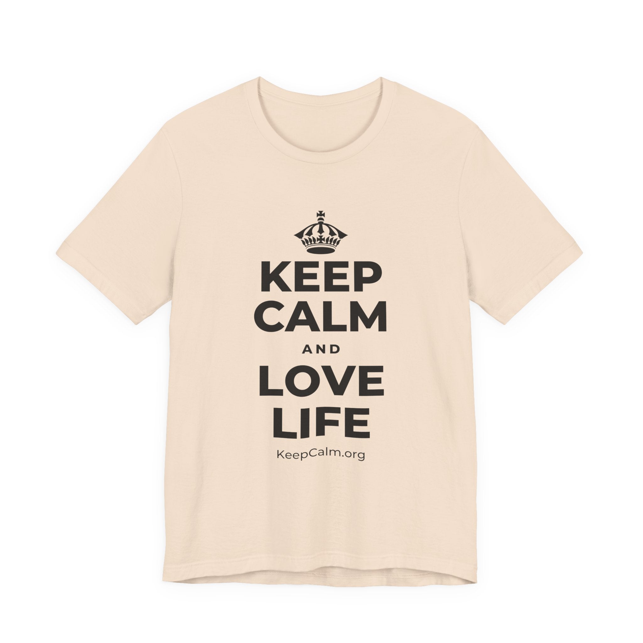KEEP CALM AND LOVE LIFE T-Shirt (Soft Cream–Heather Mauve)